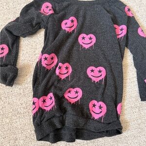Chaser Black Sweatshirt with Pink Smiley Hearts